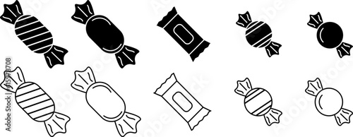 outline silhouette Candy icon set