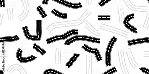outline silhouette aspalt road seamless pattern