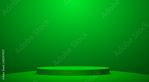 green podium and green light in the studio room
