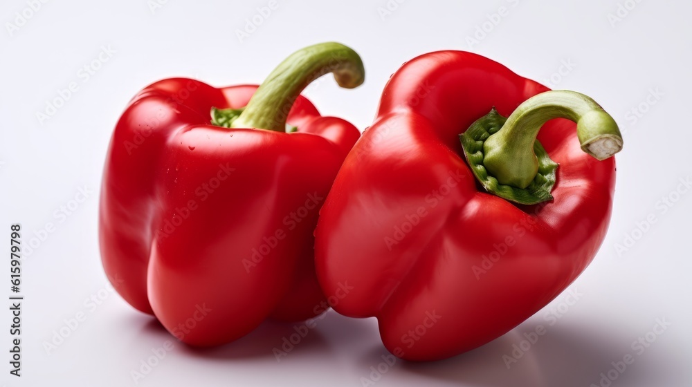 Red sweet pepper on the white background. Created with Generative AI technology. Red sweet pepper on the white background. Created with Generative AI technology.