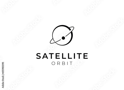Satellite logo template. Communication technology logo concept for satellite
