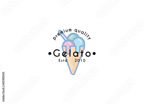 Ice cream gelato premium logo