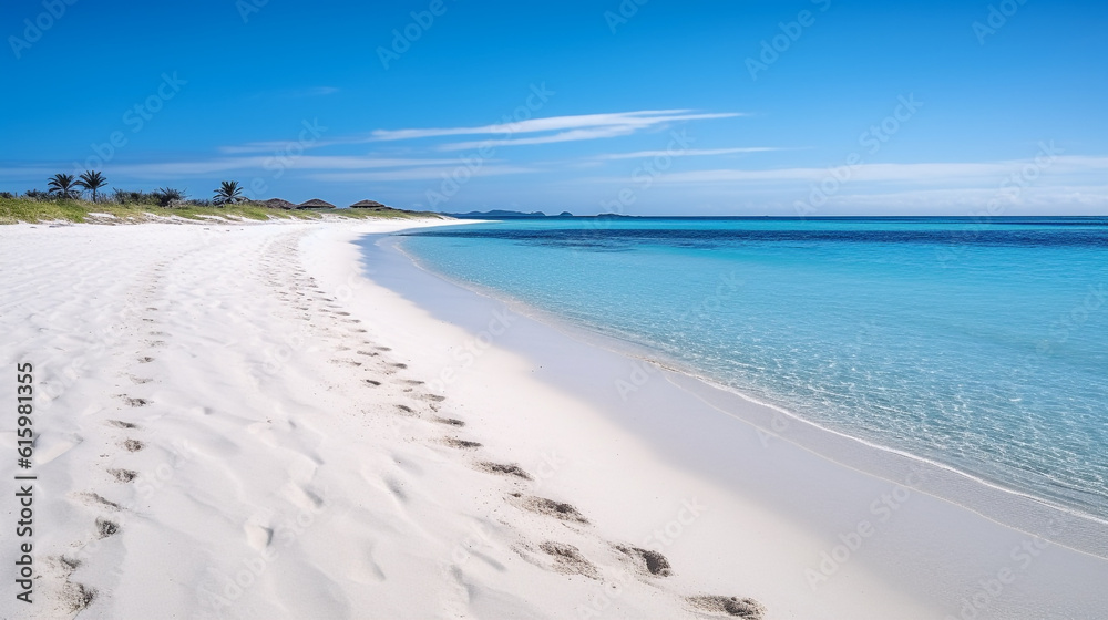 beautiful beach with blue water and white sand