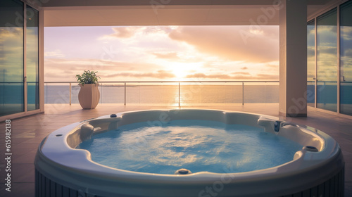 modern Jacuzzi resort with sunset view © AB Design