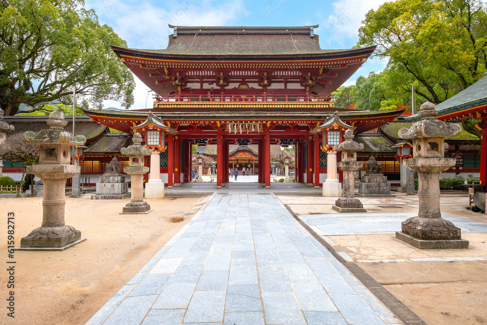 Fukuoka, Japan - Nov 30 2022: Dazaifu Tenmangu shgrine dedicated to the spirit of Sugawara Michizane, a scholar and politician of the Heian Period Fukuoka, Japan - Nov 30 2022: Dazaifu Tenmangu shgrine dedicated to the spirit of Sugawara Michizane, a scholar and politician of the Heian Period