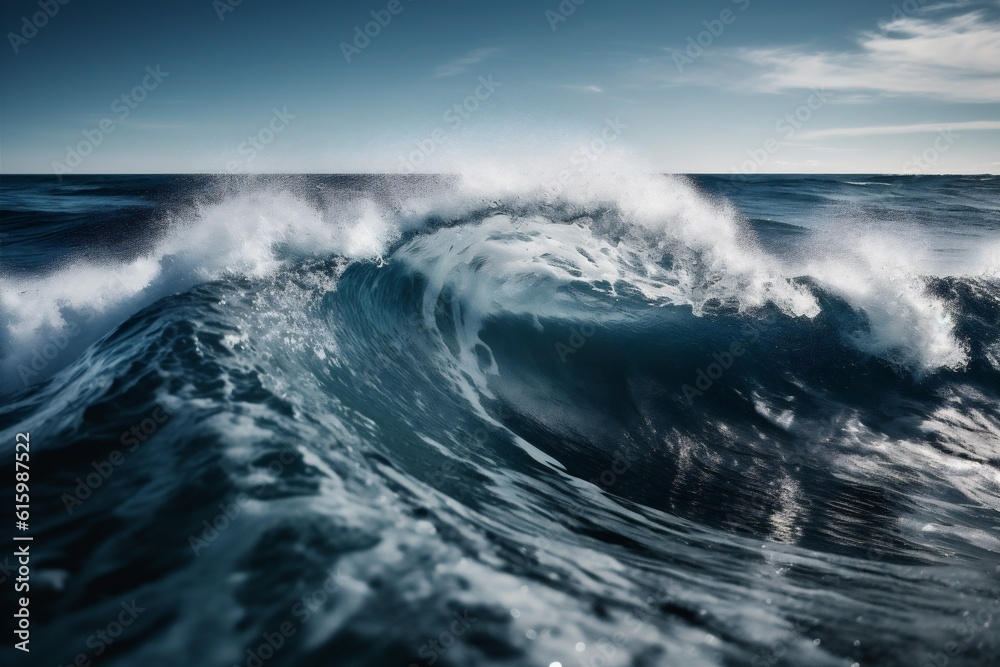 surfing sea crash nature liquid water wave cool blue ocean. Generative AI.