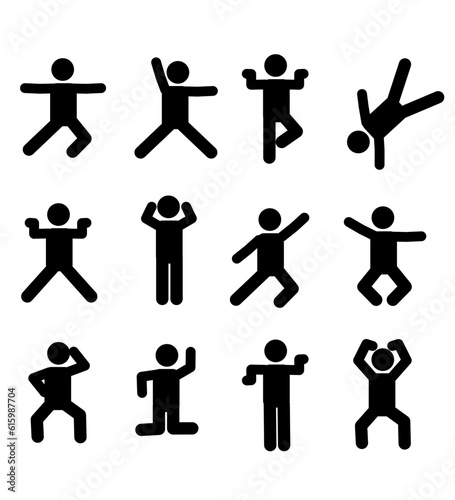 12 stick figure set, pictogram, stickman.
