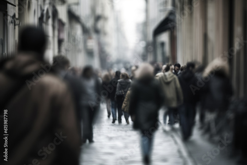 People Walking In The Street Blurry, Generative AI