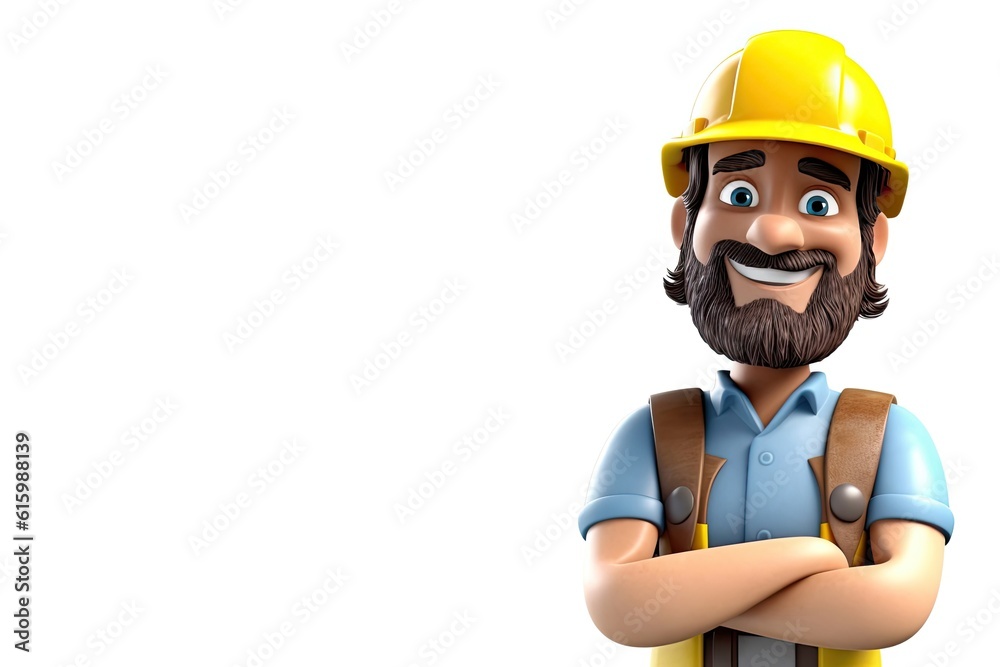 Caucasian Man Construction Worker Isolated White Background Good Looking With Copy Space Generative AI Caucasian Man Construction Worker Isolated White Background Good Looking With Copy Space Generative AI