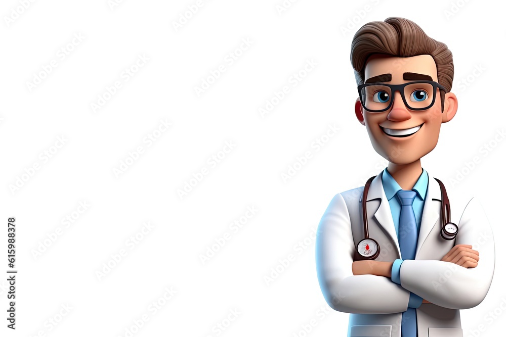 Caucasian Male Doctor Isolated White Background Good Looking With Copy Space Generative AI