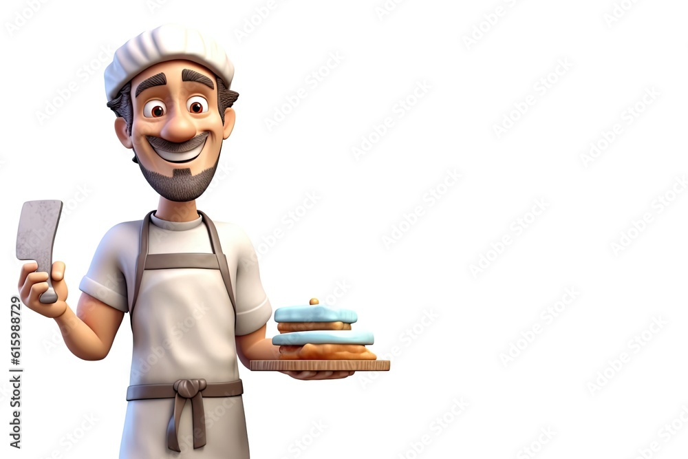 Caucasian Male Food Preparation Worker Isolated White Background Good Looking With Copy Space Generative AI Caucasian Male Food Preparation Worker Isolated White Background Good Looking With Copy Space Generative AI