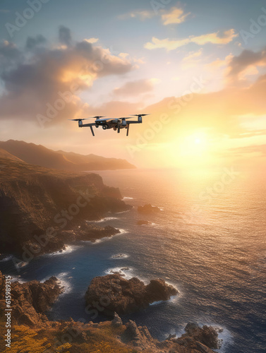 Drone flying In the sky with a dramatic background © STORYTELLER