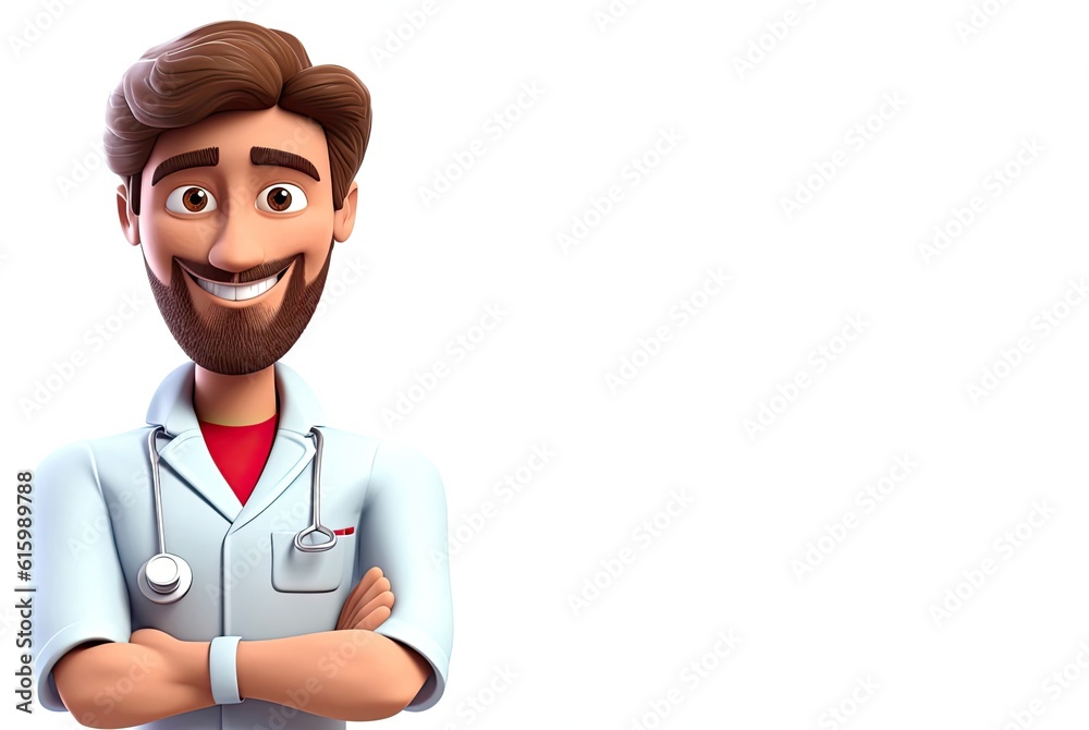 Caucasian Man Registered Nurse Isolated White Backdrop Handsome With Copyspace Generative AI Caucasian Man Registered Nurse Isolated White Backdrop Handsome With Copyspace Generative AI