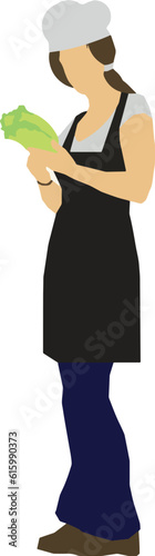 Woman in Apron Standing 5 Vector Illustration