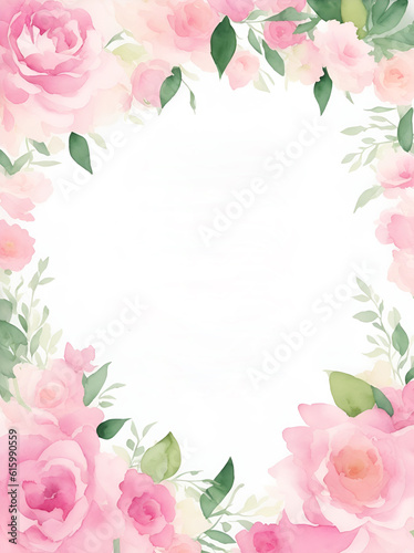 invitation card template with watercolor art floral theme, AI generated