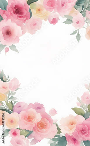 invitation card template with watercolor art floral theme, AI generated