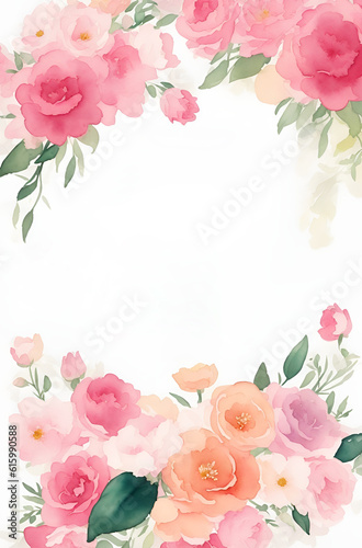 invitation card template with watercolor art floral theme  AI generated