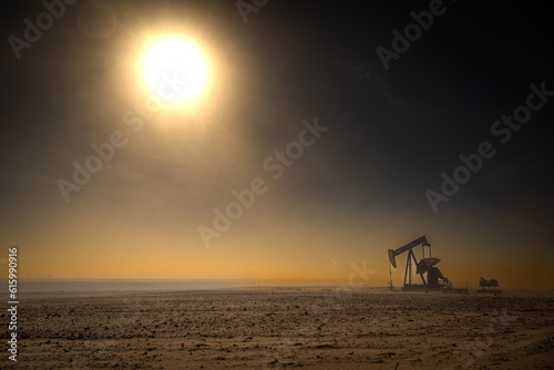 Oil drill in a dust storm