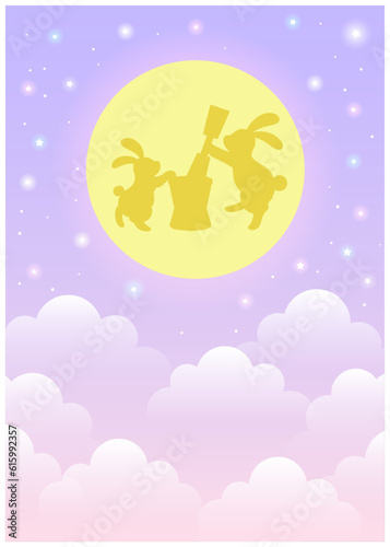 月うさぎのいる紫のメルヘンゆめかわ世界タテ