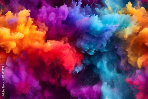 Abstract colorful background, vivid smoke explosion, seamless background --Generative AI