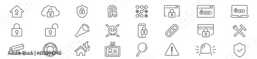Security Editable Line Icons Set Vector Collection