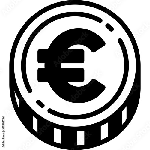 euro coin solid line icon