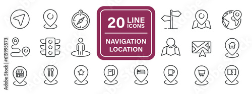 Navigation, location, map, GPS line icons. Editable stroke. For website marketing design, logo, app, template, ui, etc. Vector illustration.