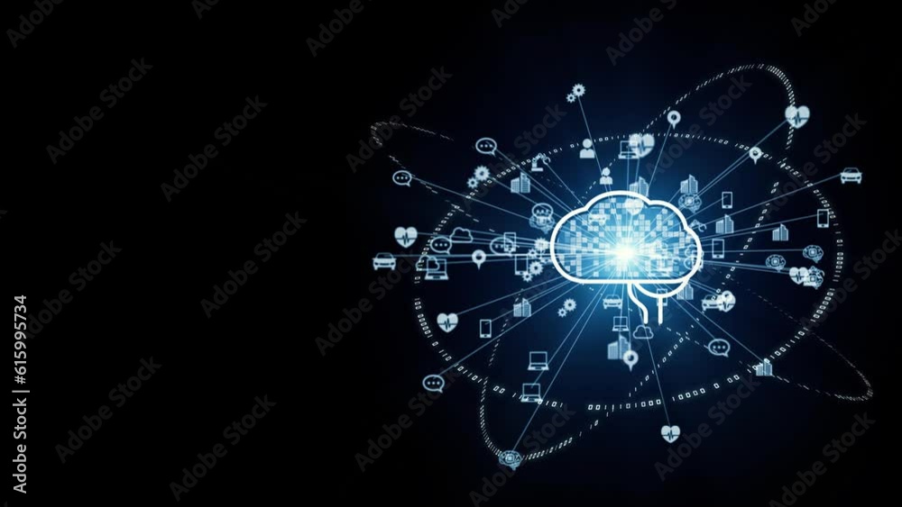 AI (Artificial Intelligence) concept. Abstract animation.