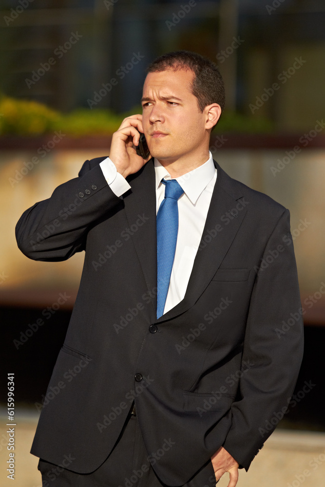 Phone call, serious or businessman in city planning work project in conversation or communication. Face, broker or financial manager networking for corporate investment or listening to an accountant Phone call, serious or businessman in city planning work project in conversation or communication. Face, broker or financial manager networking for corporate investment or listening to an accountant