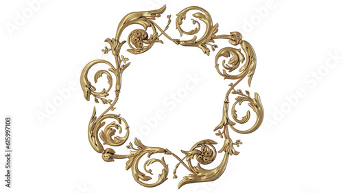 antique gold frame floral pattern, PNG ornament cut out