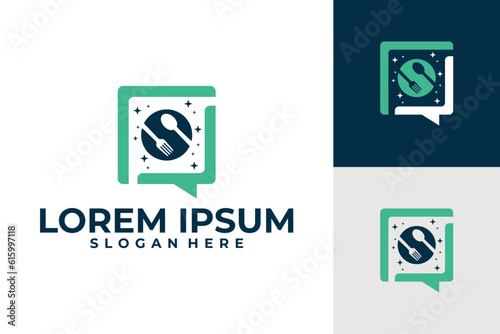 chatting food logo icon vector template