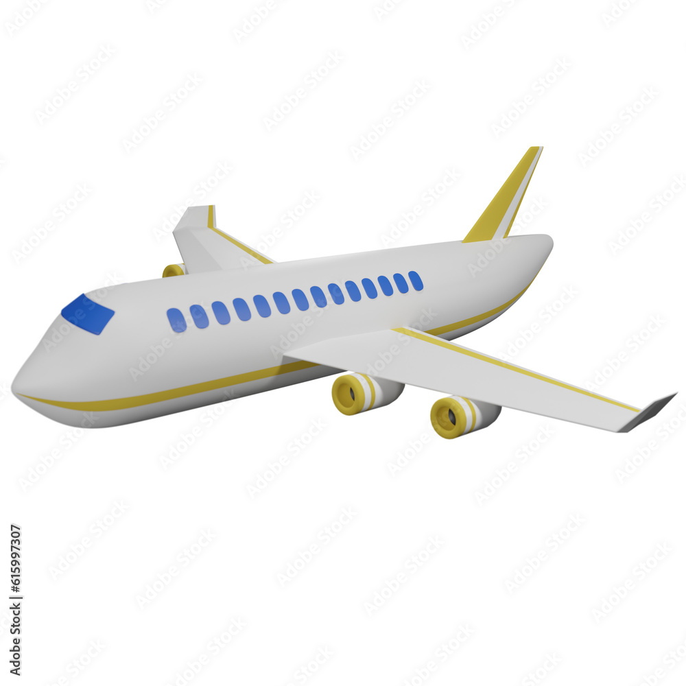 Fototapeta premium Airplane 3D Icon isolated 3d render illustration