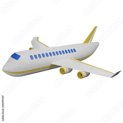 Airplane 3D Icon isolated 3d render illustration