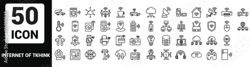 Vector internet of think Line Outline Icon Set