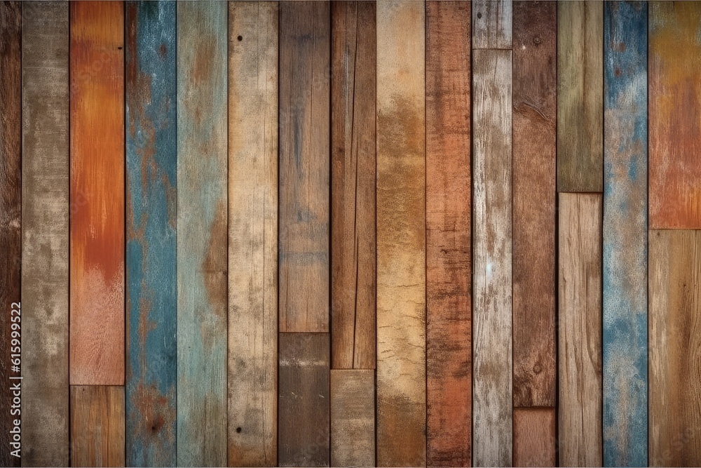 Weathered brown wood plank wall, textured surface with rough grain pattern