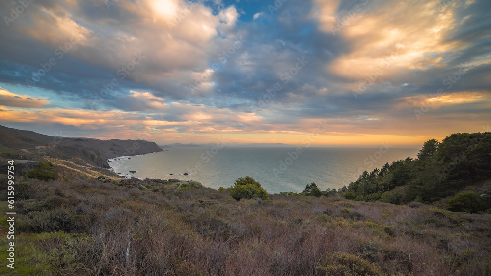 Northern California Sunset viewed along Pacific Coast Highway | Mill Valley, California, USA
