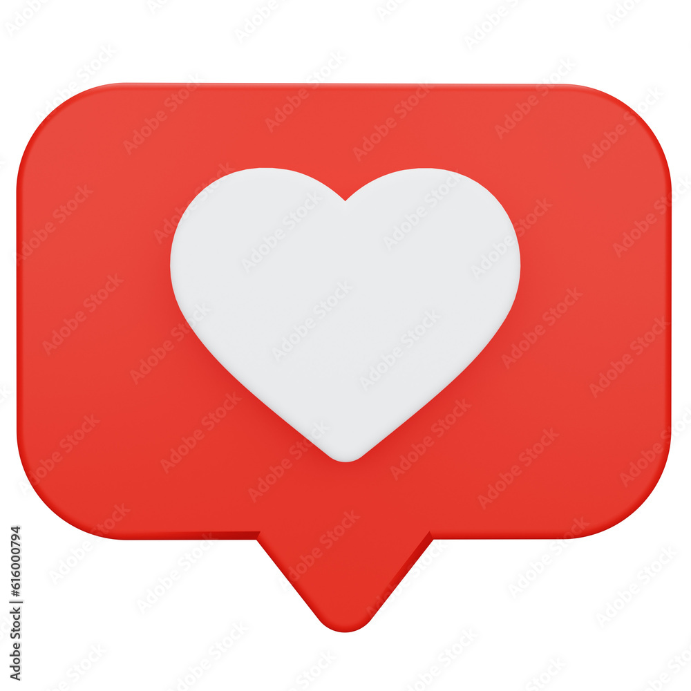 red heart bubble chat 3d icon red heart bubble chat 3d icon