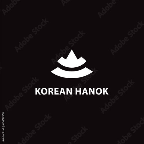 hanok korean traditional house logo icon illustration design
