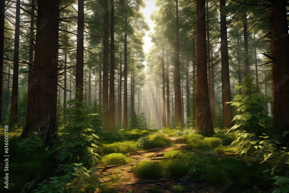 Naklejka premium morning in the forest