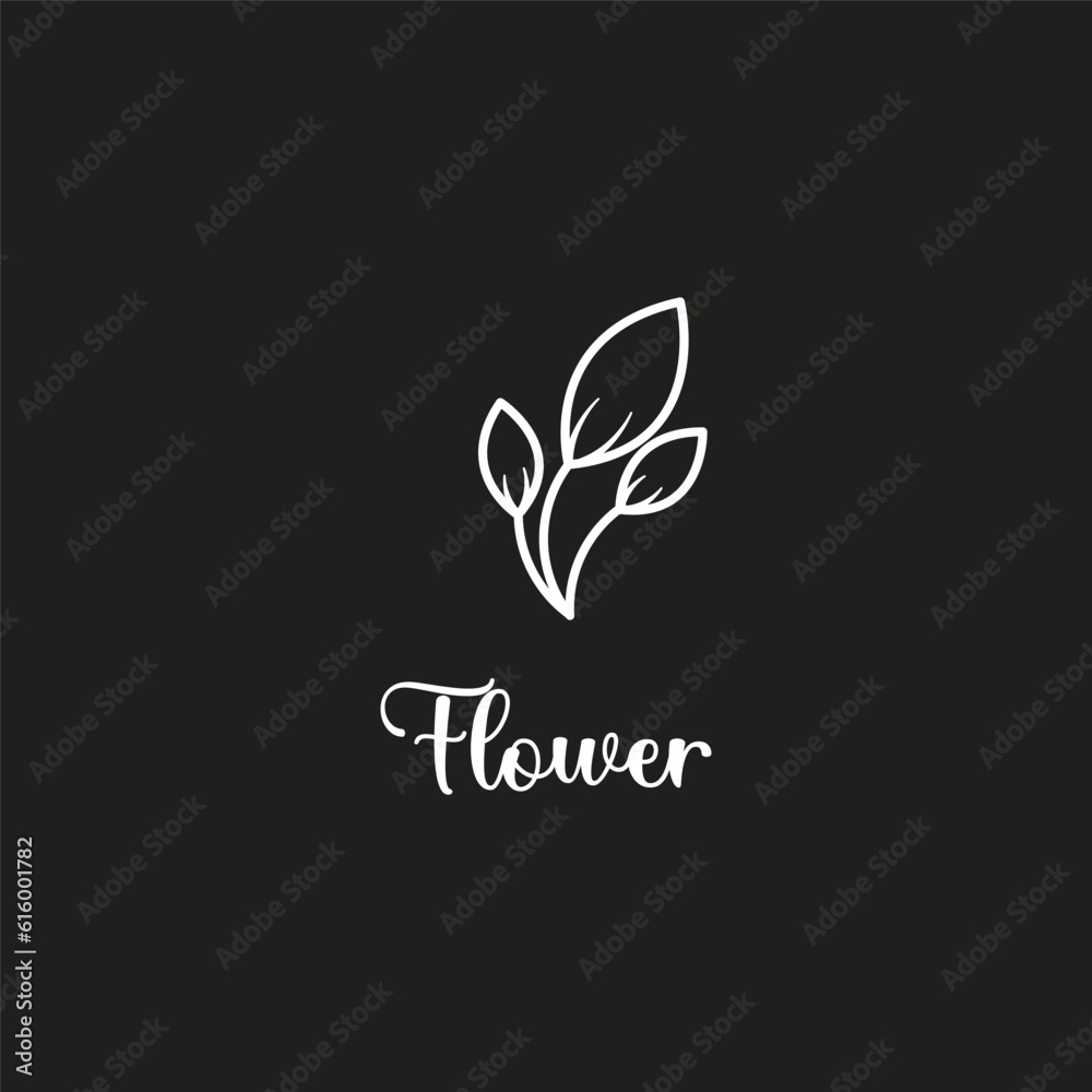 flower logo vector icon simple, black background