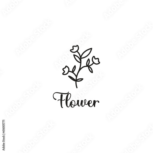 flower logo vector icon simple, black color white background