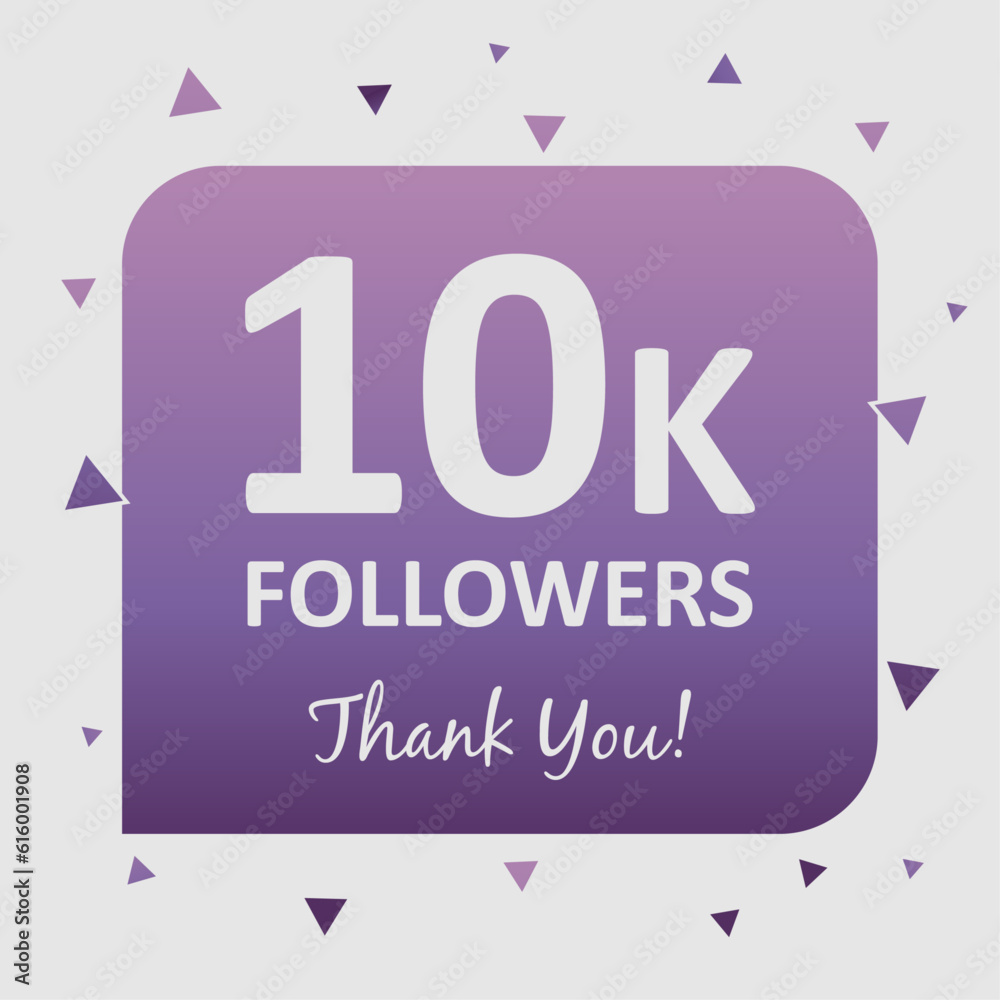 illustration for 10 thousand followers on social media. commemorative and thank you text. 10k followers design. vector art for social networks. number of followers
