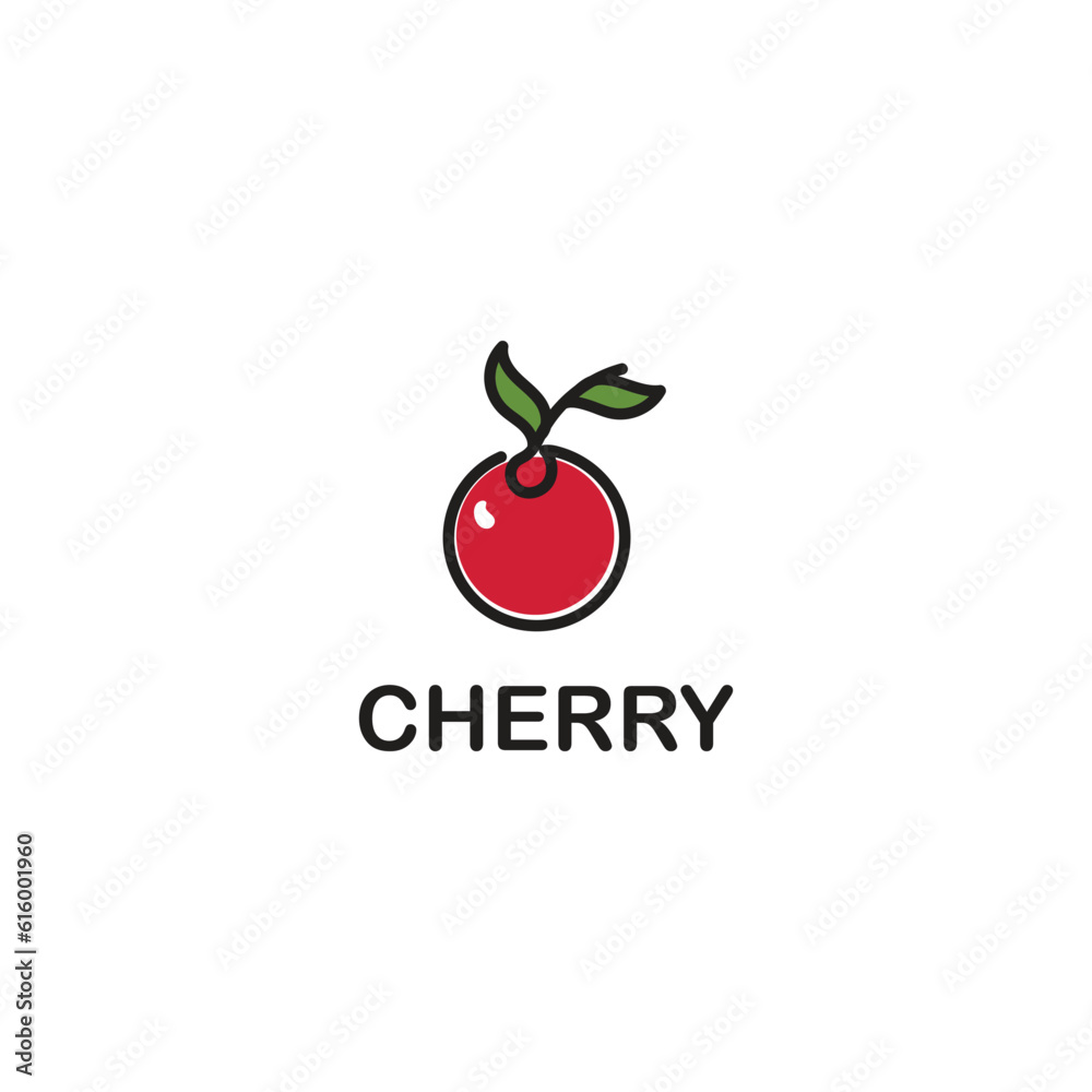 cherry fruit logo vector style line