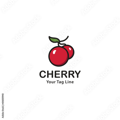cherry fruit logo side by side vector illustration