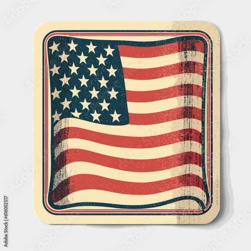 sticker american flag button 