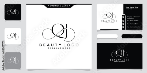 QJ initial signature logo. handwriting logo template vector JQ