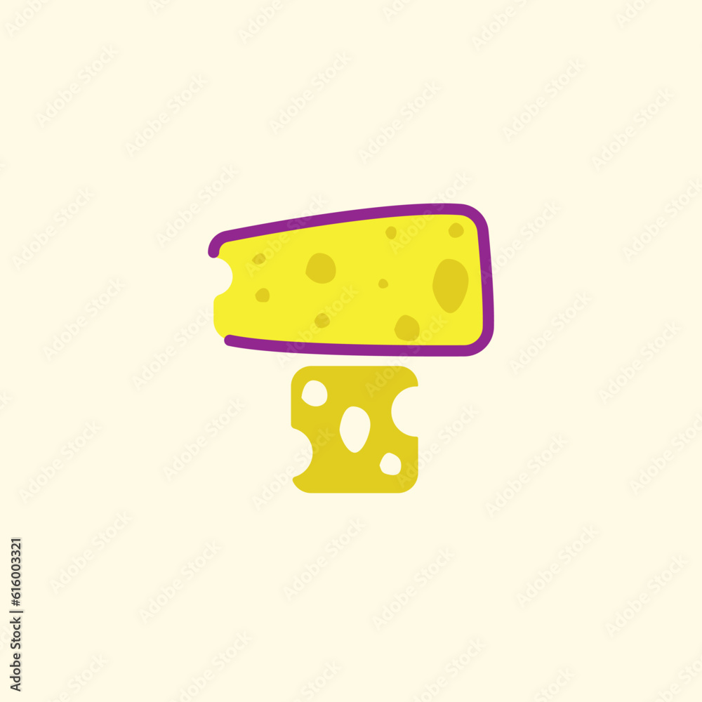 Vector flat illustration piece of cheese.