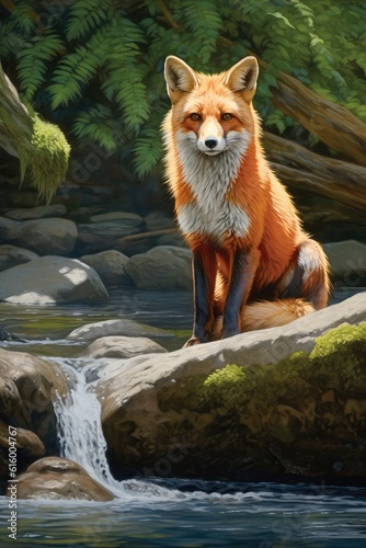 red fox in the river