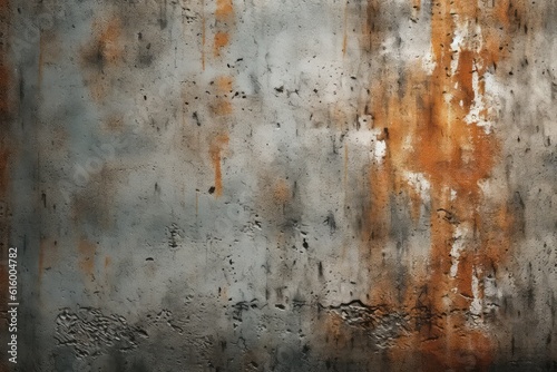 Industrial Grunge: Create a gritty and rough concrete background with distressed textures and splashes of paint for an urban and edgy look. background, macro, close up.