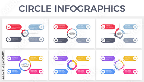 Set of circle diagram templates with 4 elements with place for your text, infographic templates, vector eps10 illustration